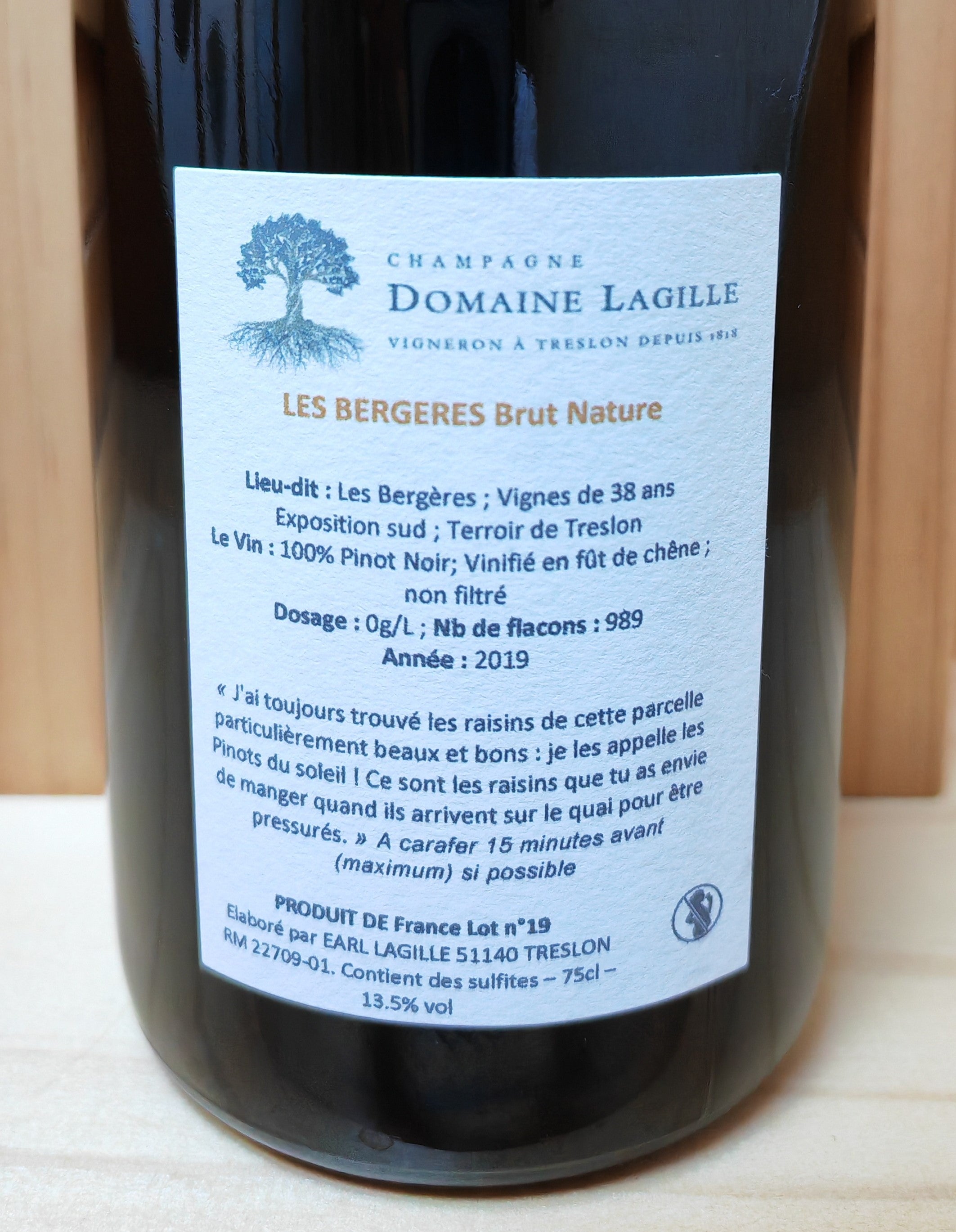 Domaine Lagille LES BERGÈRES Blanc de Noirs Brut Nature Année 2019