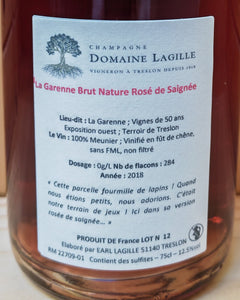 Domaine Lagille LA GARENNE Rosé de Saignée Brut Nature Année 2018