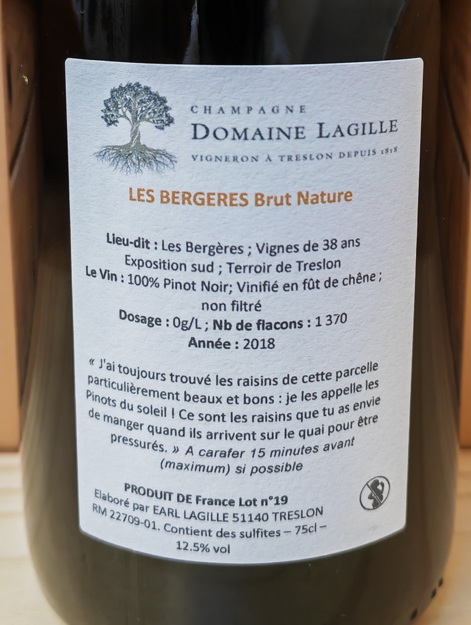 Domaine Lagille LES BERGÈRES Blanc de Noirs Brut Nature Année 2018