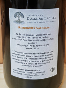 Domaine Lagille LES BERGÈRES Blanc de Noirs Brut Nature Année 2018