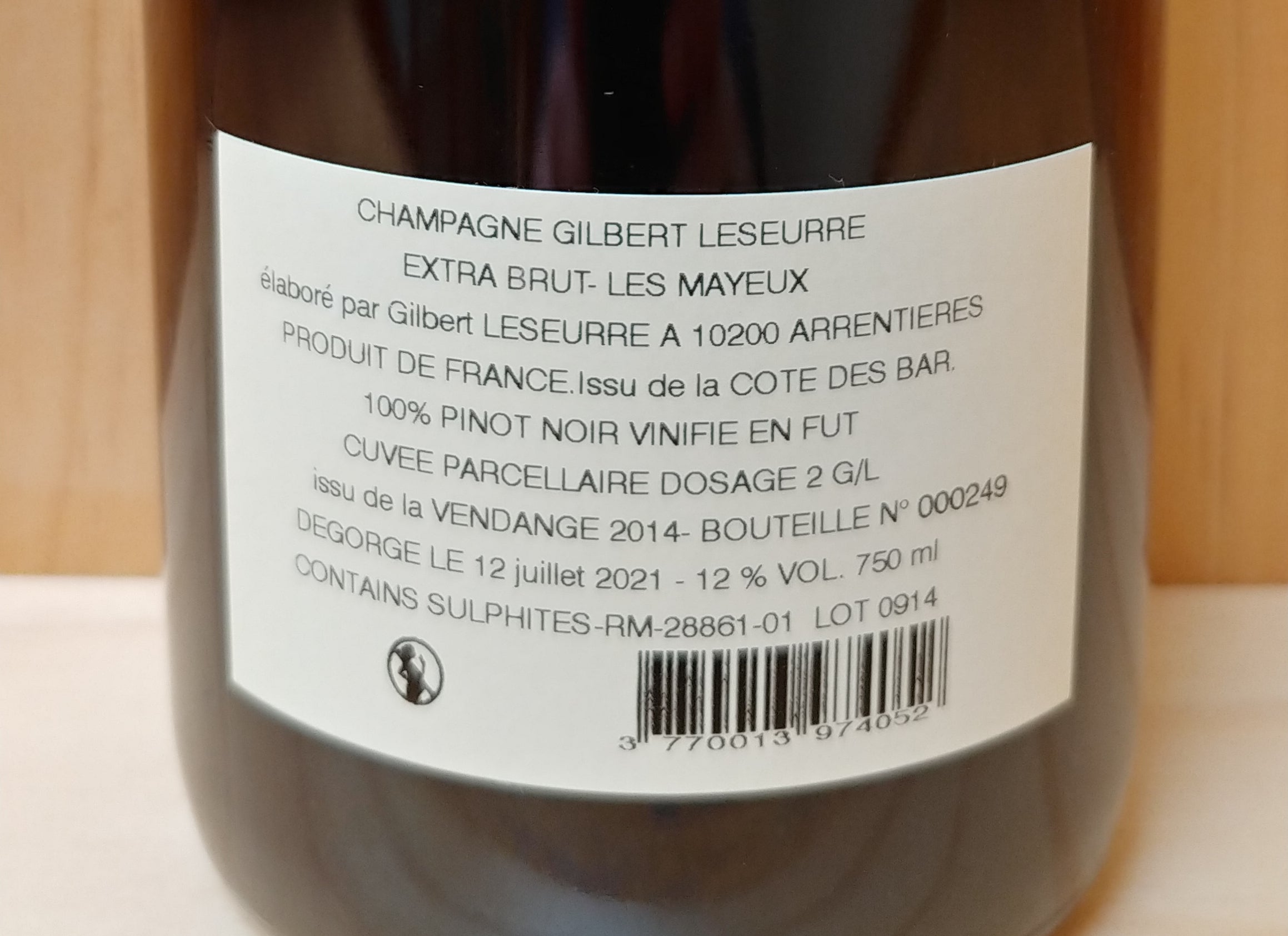 Gilbert Leseurre Les Mayeux Blanc de Noirs Extra-Brut Vendange 2014